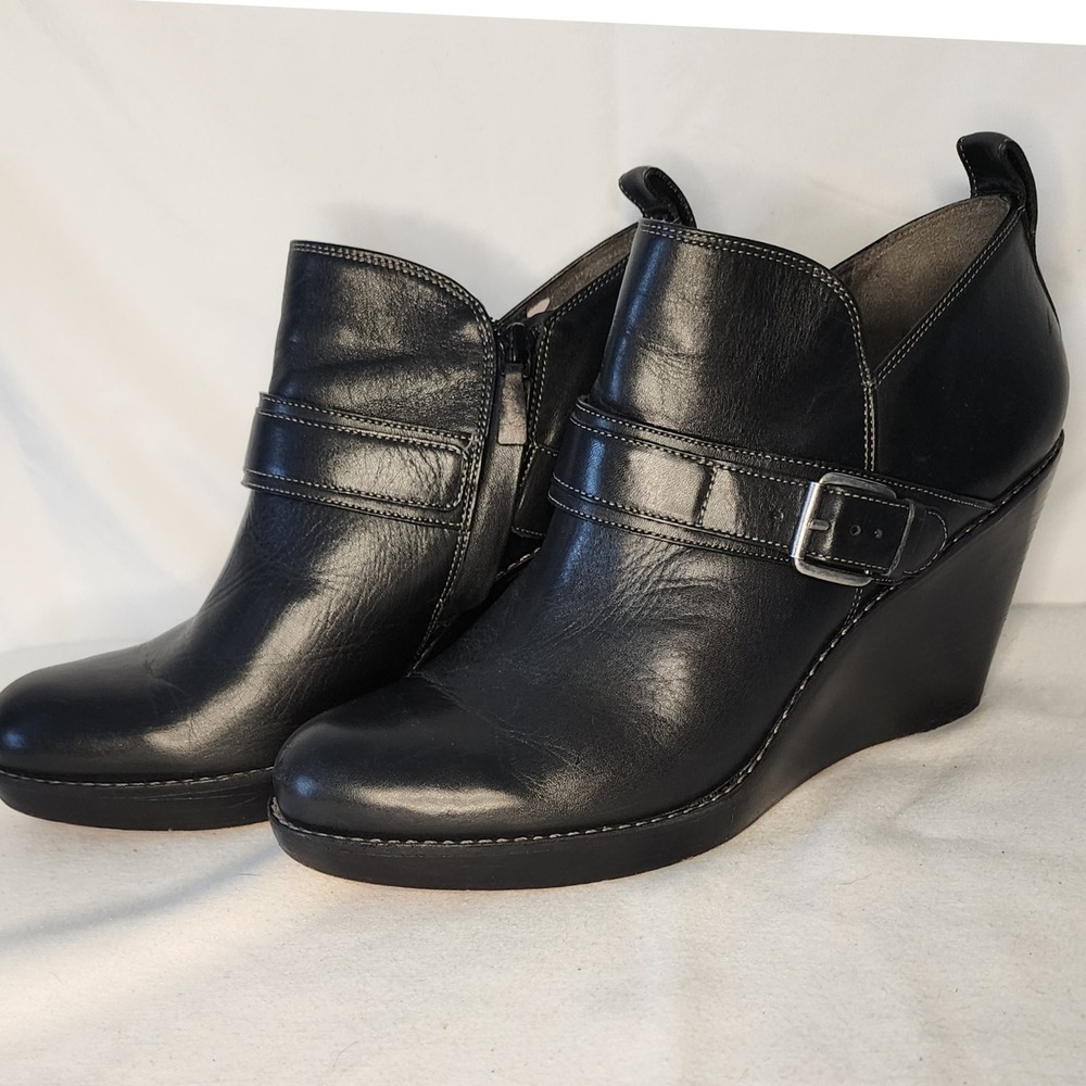 Cole Haan Nike Air collab Black Leather Wedge Boots Women's Size 10B - Picture 4 of 8